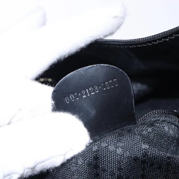 GUCCI Bamboo Hand Bag Nylon Black Silver - Picture 13 of 15